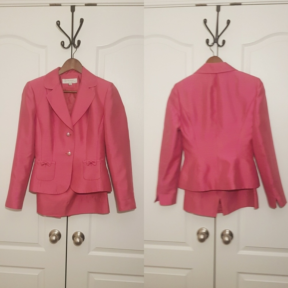Tahari Hot Pink Silk Skirt Suit- Pageant interview